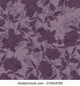 Decorative floral seamless pattern with flower Peony