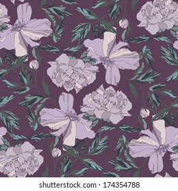 Decorative floral seamless pattern with flower Peony