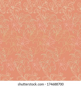 Decorative floral seamless pattern with flower lilies