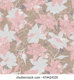 Decorative floral seamless pattern with flower Crocus