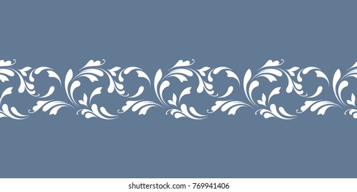 Decorative floral seamless pattern with flowers. The design of the ribbons and edges. Decoration card, cover, fabric, paper, wrapping, wallpaper. The border is hand drawing. Lace ornament.