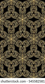 decorative floral seamless pattern. geometric design. template for invitation, wallpaper, fabric textile. vector illustration. golden color