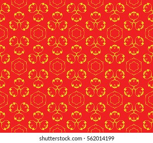 decorative floral seamless pattern. geometric ornament. vector illustration. for interior design, wallpaper, fabric, invitation, textile. red, yellow color