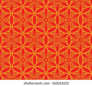 decorative floral seamless pattern. geometric ornament. vector illustration. for interior design, wallpaper, fabric, invitation, textile. red, yellow color