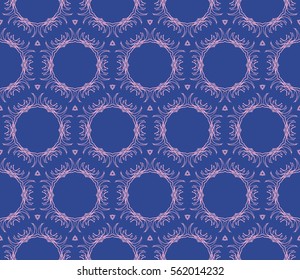decorative floral seamless pattern. geometric ornament. vector illustration. for interior design, wallpaper, fabric, invitation, textile. BLUE, BEIGE COLOR