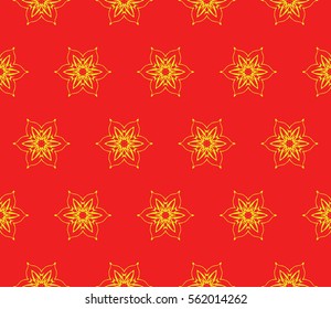 decorative floral seamless pattern. geometric ornament. vector illustration. for interior design, wallpaper, fabric, invitation, textile. red, yellow color