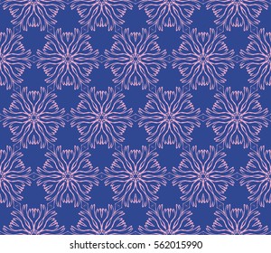 decorative floral seamless pattern. geometric ornament. vector illustration. for interior design, wallpaper, fabric, invitation, textile. BLUE, BEIGE COLOR