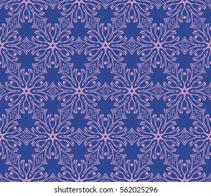 decorative floral seamless pattern. geometric ornament. vector illustration. for interior design, wallpaper, fabric, invitation, textile. BLUE, BEIGE COLOR