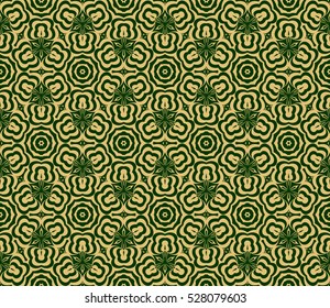 decorative floral seamless pattern. green, gold color. Stylish ornamental texture. vector illustration. for invitation, greeting card, wallpaper, interior design
