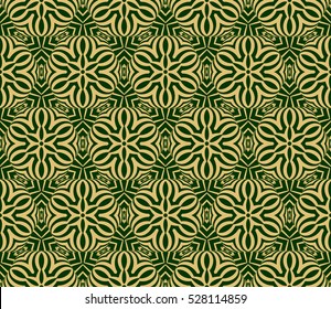 decorative floral seamless pattern. green, gold color. Stylish ornamental texture. vector illustration. for invitation, greeting card, wallpaper, interior design