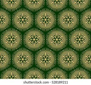decorative floral seamless pattern. green, gold color. Stylish ornamental texture. vector illustration. for invitation, greeting card, wallpaper, interior design