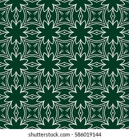 decorative floral seamless pattern. green color. vector illustration. for invitation, greeting card, wallpaper, interior design