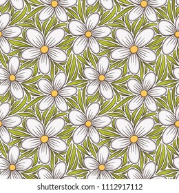 Decorative floral seamless pattern. Hand drawn colorful stylized doodle background. Botanical vector illustration