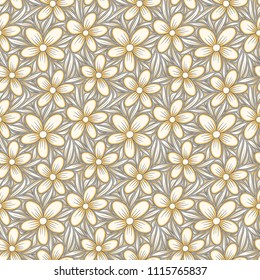 Decorative floral seamless pattern. Hand drawn colorful stylized doodle background. Botanical vector illustration