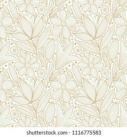 Decorative floral seamless pattern. Hand drawn colorful stylized doodle background. Botanical vector illustration