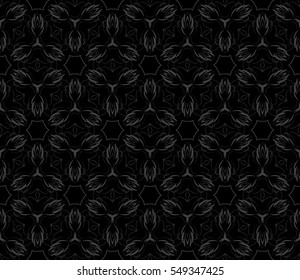 decorative floral seamless pattern. monochrome color. vector illustration. for invitation, greeting card, wallpaper, interior design