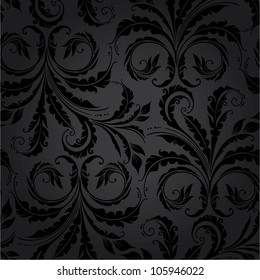 Decorative floral seamless pattern with plants and leaves