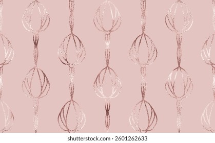 Decorative floral seamless pattern with rose gold glitter buds.
