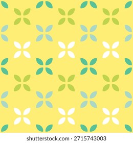 Padrão decorativo floral sem emenda, azulejo com pétalas coloridas e fundo amarelo
