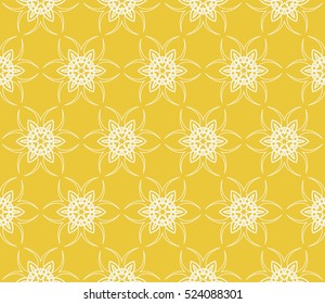 decorative floral seamless pattern. yellow color. Stylish ornamental texture. vector illustration. for invitation, greeting card, wallpaper, interior design