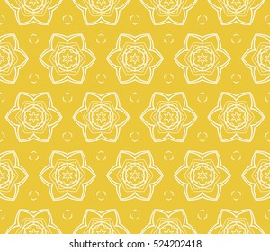 decorative floral seamless pattern. yellow color. Stylish ornamental texture. vector illustration. for invitation, greeting card, wallpaper, interior design