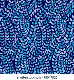 Decorative floral seamless texture; stylized leaves in blue