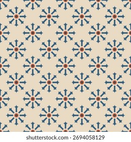 Forma floral decorativa padrão sem emenda com paleta de cores vintage retro