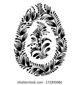 decorative floral silhouette Easter egg