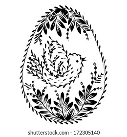 decorative floral silhouette Easter egg