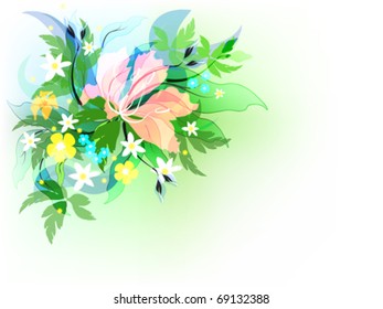  Decorative floral spring multicolored background.