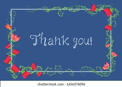 Decorative floral Thank you greeting card with bright flowers design.