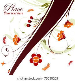 Decorative floral theme with butterfly, element for design, vector illustration
