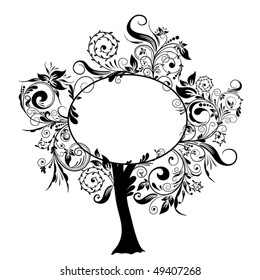 Decorative floral tree, vector illustration