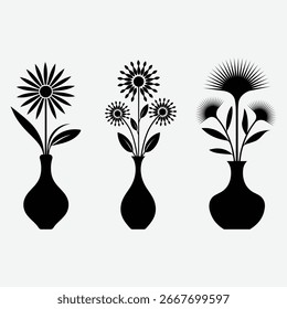 Elementos de diseño florales decorativos del florero