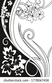Decorative floral vector background with exotic leaves and flowers