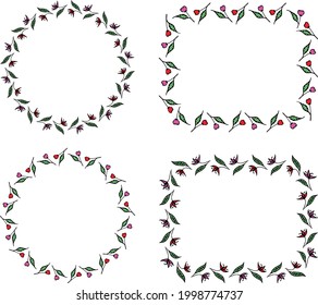 Bordes vectoriales florales decorativos a partir de tulipanes abstractos dibujados