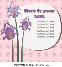 Decorative floral vector postcard in scrapbook style