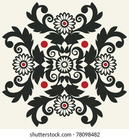 decorative floral vignette, vector embellishment for scrapbooking