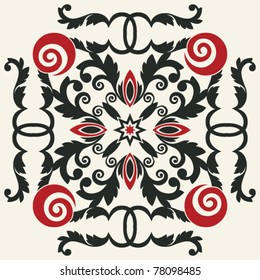 decorative floral vignette, vector embellishment for scrapbooking