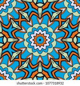 Decorative floral wallpaper for interior design. Modern geometric ornament. Seamless vector illustration