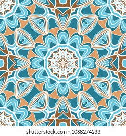 Decorative floral wallpaper for interior design. Modern geometric ornament. Seamless vector illustration