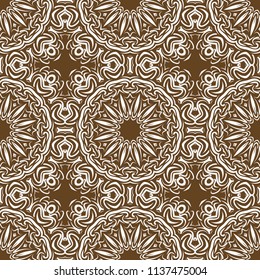 Decorative floral wallpaper for interior design. Modern geometric ornament. Seamless vector bohemian illustration