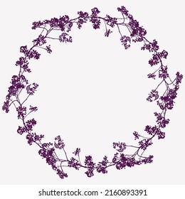 Decorative floral wreath from silhouettes umbrella plants