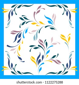 Decorative florar pattern for design fashion print shawl, bandana, blanket, cover. Indian modern colors.