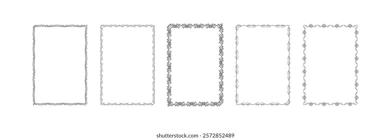 Decorative flourish border corner and frame collection for invitation, menu, and page decoration. Decorative flourish borders, corner frames, and ornate designs for invitations, menus, and page