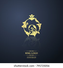 Decorative flourishes elegant ring in Baroque style. Ornamental icon. Luxury Logo template, business sign, identity for Boutique, Jewelry, Fashion, Wedding and other vector illustration