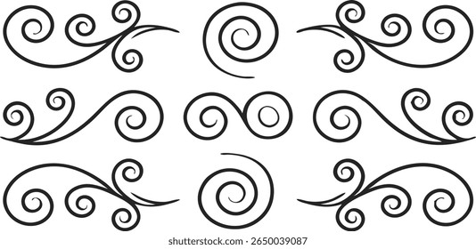 Decorative flourishes set black and white vector