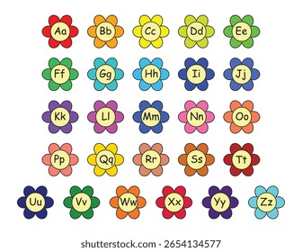 Decorative flower alphabet letters vector set