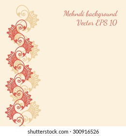 Decorative flower background with mehndi pattern on light background. Vector EPS 10