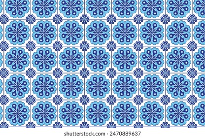 Patrones decorativos de color azul flor para azulejos de piso, azulejos de pared 007